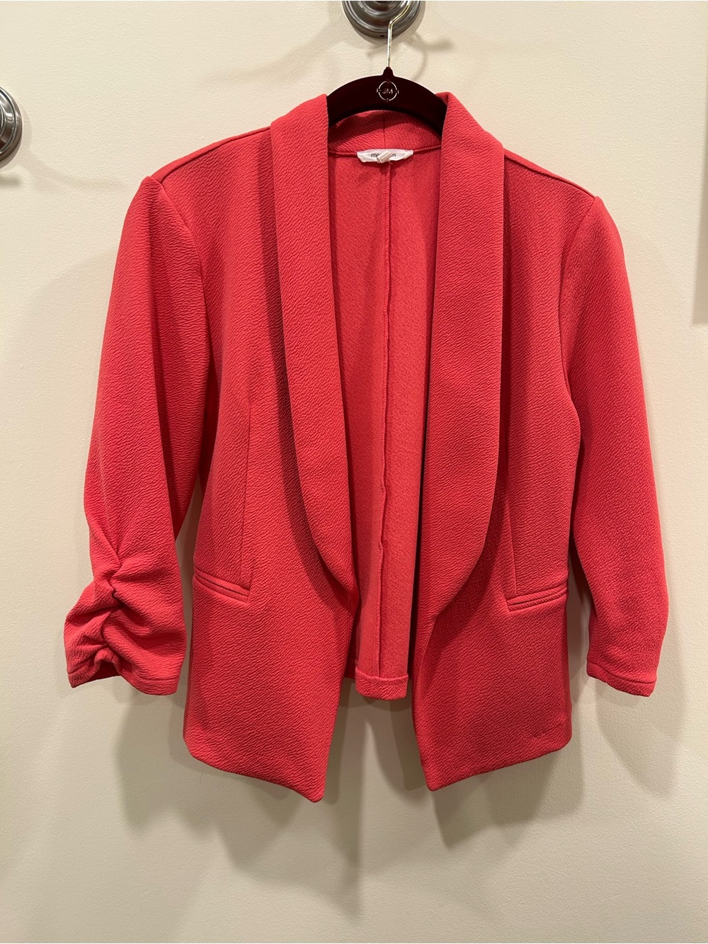 Maurices Jacket Coral Color Ruched-Sleeve Women's Jacket